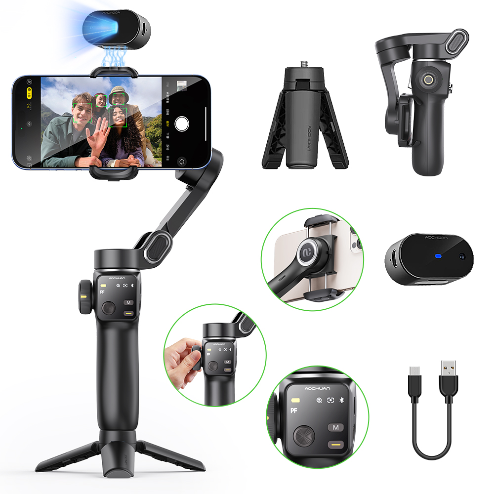 Stand Lighting Photography - AOCHUAN Handheld Anti-shake Gimbal Stabilizer Travel