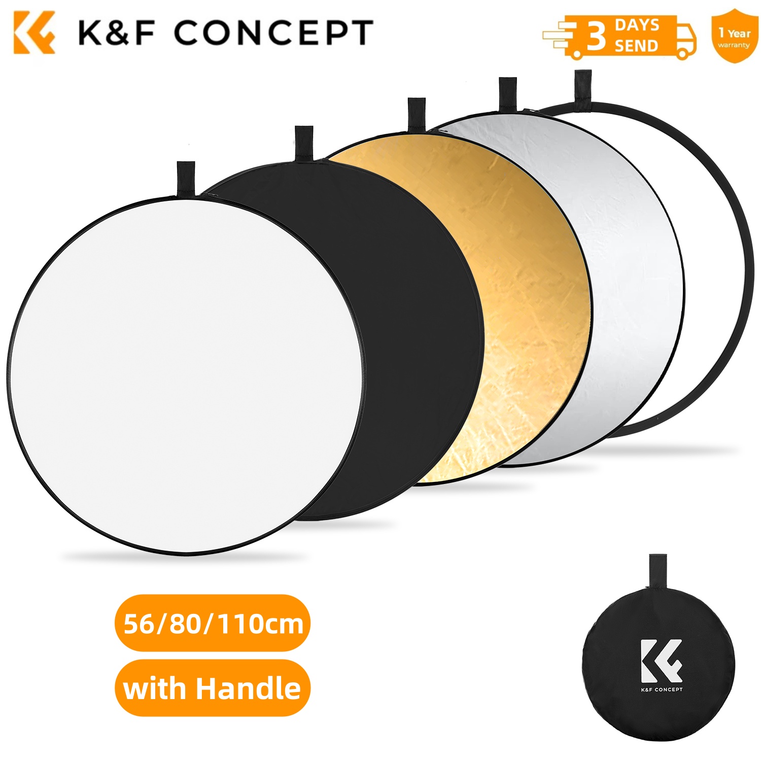 K&F CONCEPT 56/80/110cm 5-in-1 - огляд і ціна Photography Lighting Reflector