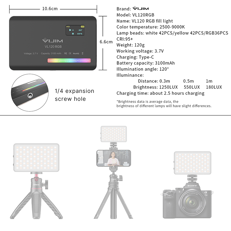 Ulanzi VL120 RGB Camera Video  - огляд і ціна Photography Lighting Uk
